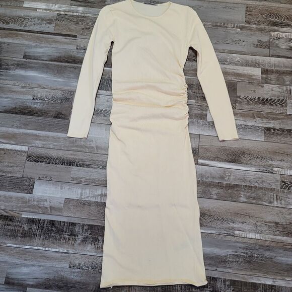 Zara Cream Draped Knitted Dress Size Small - Picture 4 of 7
